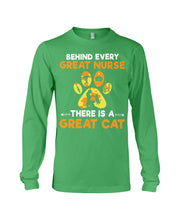 Load image into Gallery viewer, Behind Every Great Nurse There Is A Great Cat Custom Design Unisex Long Sleeve
