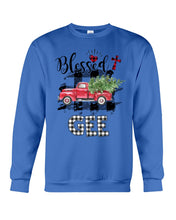 Load image into Gallery viewer, Blessed Gee Black And White Plaid Driving Car Custom Design Gifts Sweatshirt
