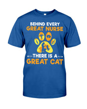 Load image into Gallery viewer, Behind Every Great Nurse There Is A Great Cat Custom Design Guys Tee
