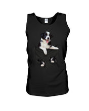 Load image into Gallery viewer, Border Collie In Pocket Personalized Name Gifts For Dog Lovers Unisex Tank Top
