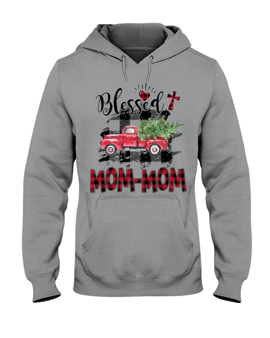 Blessed Mom-Mom Red Plaid Driving Car Custom Design Gifts Hoodie