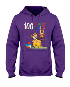 100Th Day Of School Funny Llama  And Owl Gifts For Students Hoodie