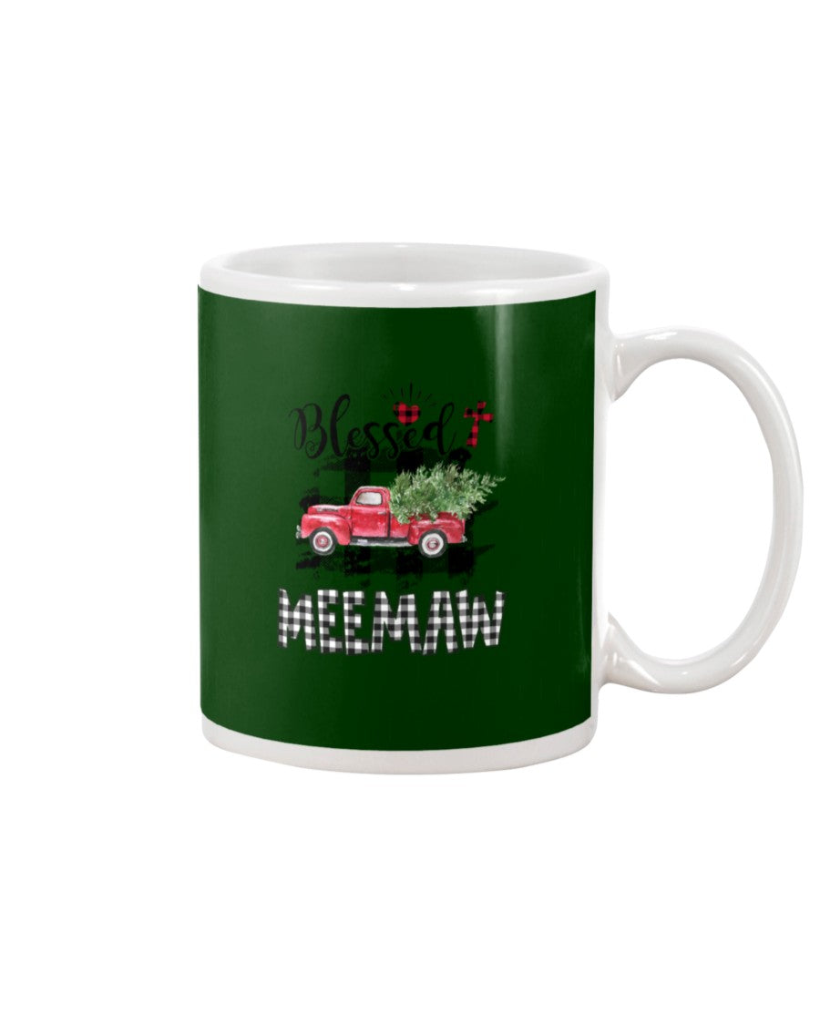 Blessed Meemaw Black And White Plaid Driving Car Custom Design Gifts Mug