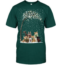 Load image into Gallery viewer, Cats Winter Tree Snowy Gifts Idea Guys Tee
