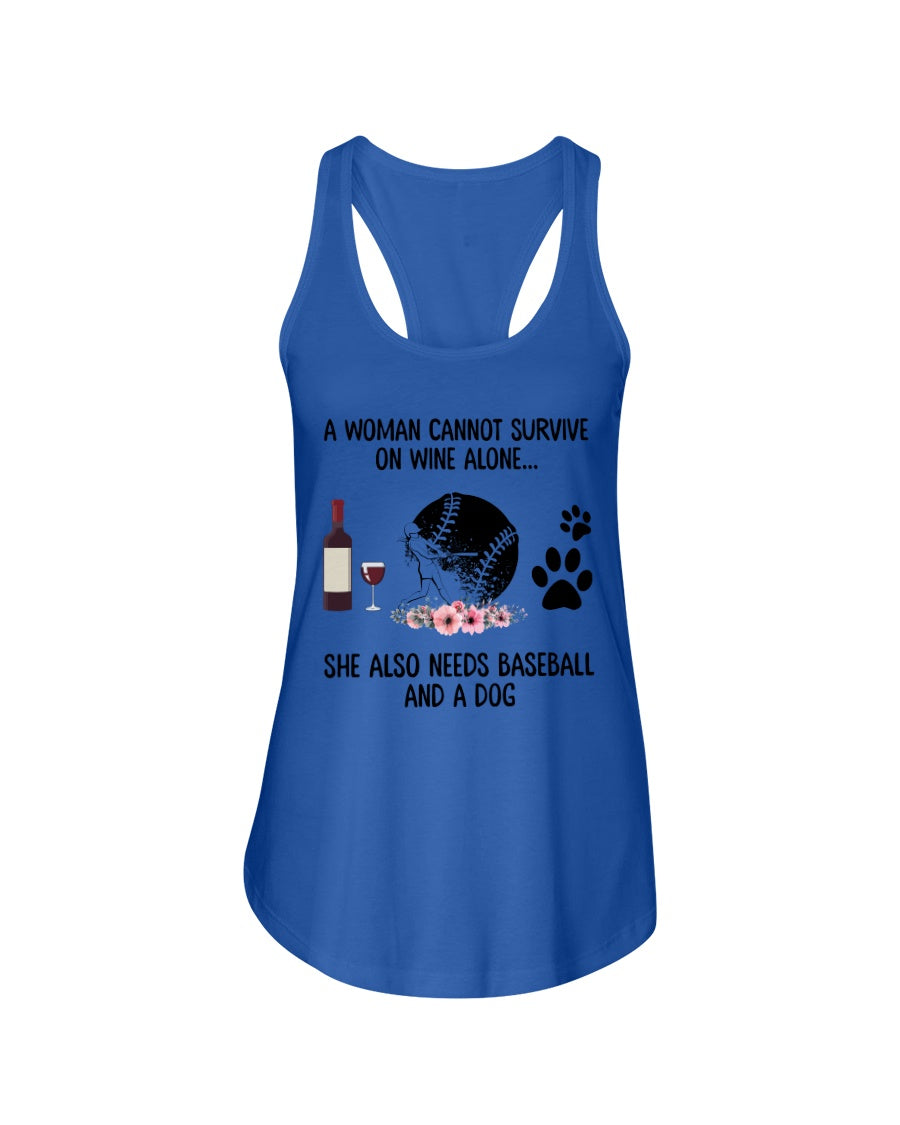 A Woman Cannot Survive On Wine Alone Gifts Ladies Flowy Tank