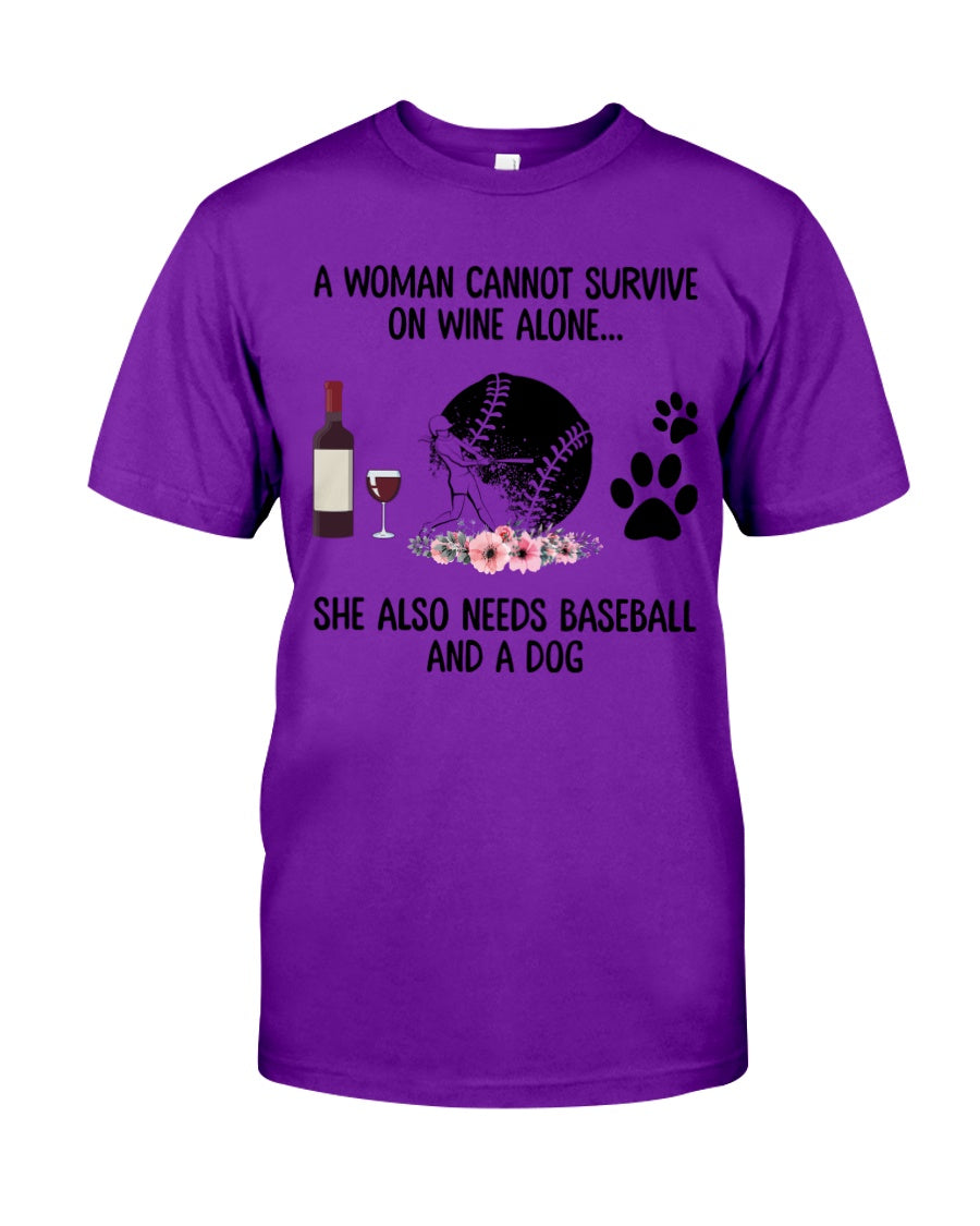 A Woman Cannot Survive On Wine Alone Gifts Guys Tee