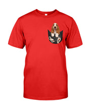 Load image into Gallery viewer, Basset Hound In Middle Pocket For Dog Lovers Guys Tee

