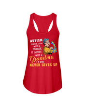 Load image into Gallery viewer, Autism Comes With A Grandma Who Never Gives Up Ladies Flowy Tank
