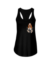 Load image into Gallery viewer, Basset Hound In Middle Pocket For Dog Lovers Ladies Flowy Tank
