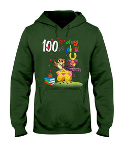 100Th Day Of School Funny Llama  And Owl Gifts For Students Hoodie