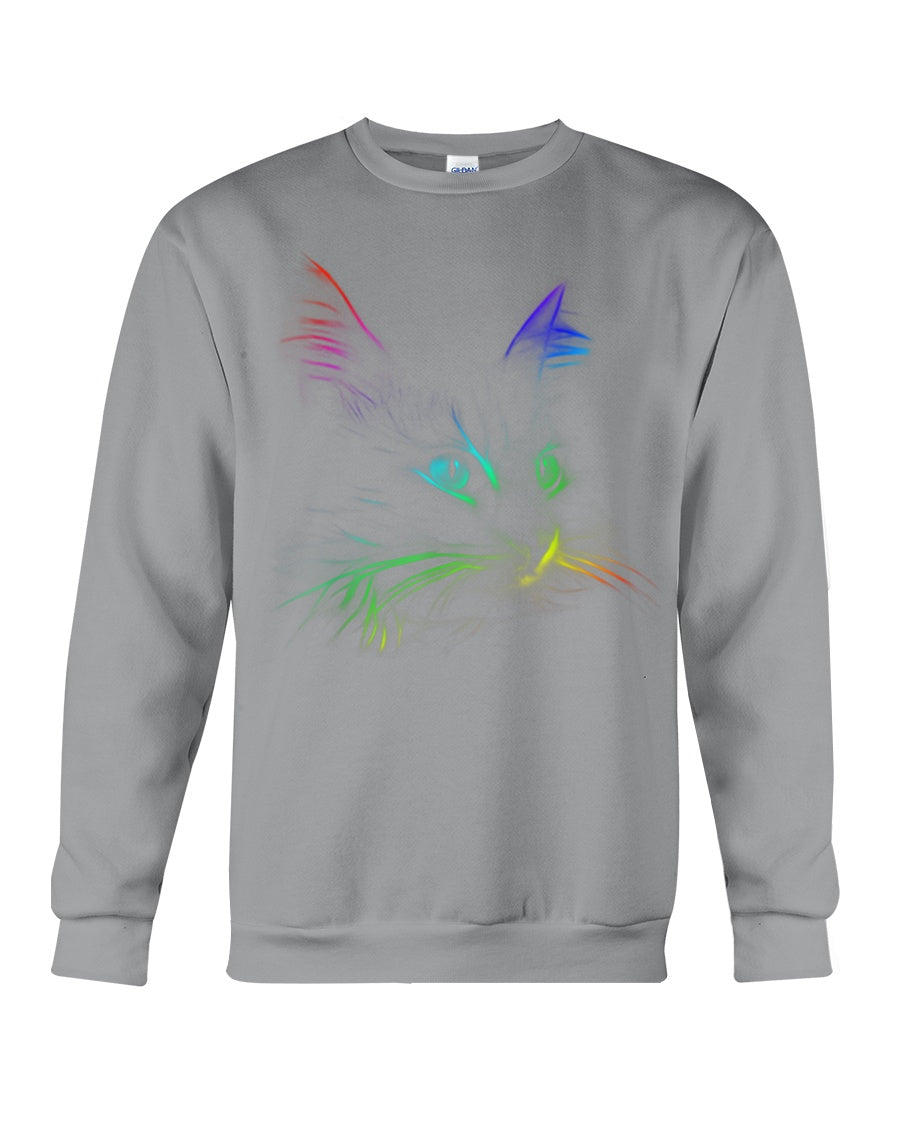 Colorful Cat Heart Custom Design Gift For Cat Lovers Sweatshirt