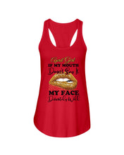 Load image into Gallery viewer, April Girl If My Mouth Doesn&#39;t Say It My Face Definitely Will Custom Design Ladies Flowy Tank
