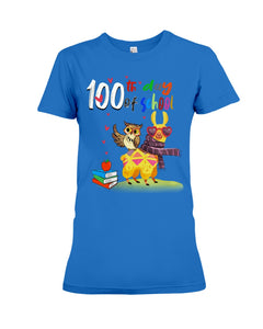 100Th Day Of School Funny Llama  And Owl Gifts For Students Ladies Tee