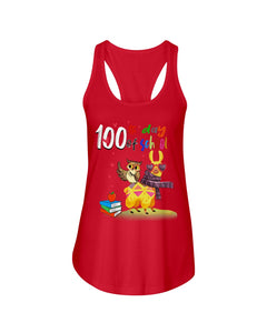 100Th Day Of School Funny Llama  And Owl Gifts For Students Ladies Flowy Tank