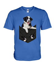 Load image into Gallery viewer, Border Collie In Pocket Personalized Name Gifts For Dog Lovers Guys V-Neck
