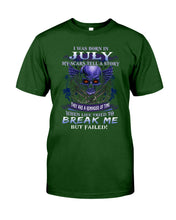 Load image into Gallery viewer, Born In July My Scars Tell A Story Guys Tee
