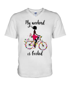 A Beautiful Girl -My Weekend Is Booked Custom Design Guys V-Neck