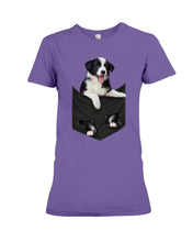 Load image into Gallery viewer, Border Collie In Pocket Personalized Name Gifts For Dog Lovers Ladies Tee
