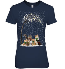 Load image into Gallery viewer, Cats Winter Tree Snowy Gifts Idea Ladies Tee
