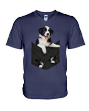 Load image into Gallery viewer, Border Collie In Pocket Personalized Name Gifts For Dog Lovers Guys V-Neck
