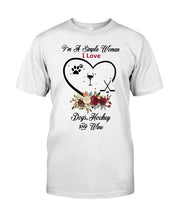 Load image into Gallery viewer, A Simple Woman Loves Dog Hockey And Wine Custom Design Guys Tee
