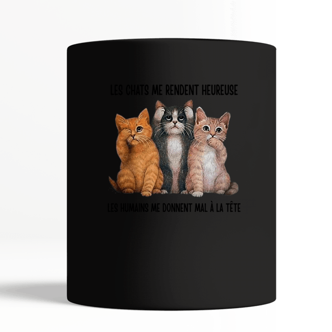 Cat Make Me Happy Gift For Cat Lovers Black Mug