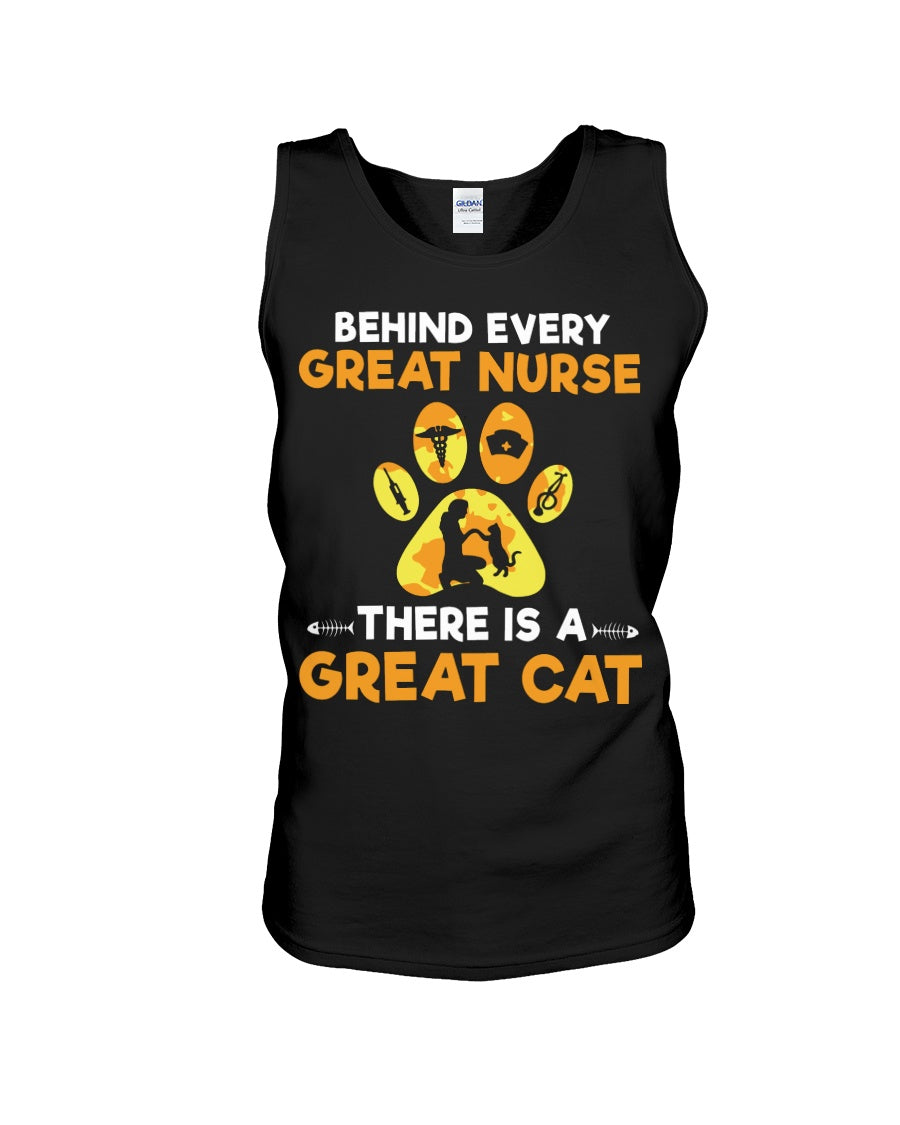 Behind Every Great Nurse There Is A Great Cat Custom Design Unisex Tank Top