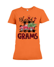 Load image into Gallery viewer, Blessed Grams Red Plaid Driving Car Custom Design Gifts Ladies Tee
