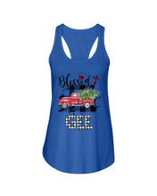 Load image into Gallery viewer, Blessed Gee Black And White Plaid Driving Car Custom Design Gifts Ladies Flowy Tank
