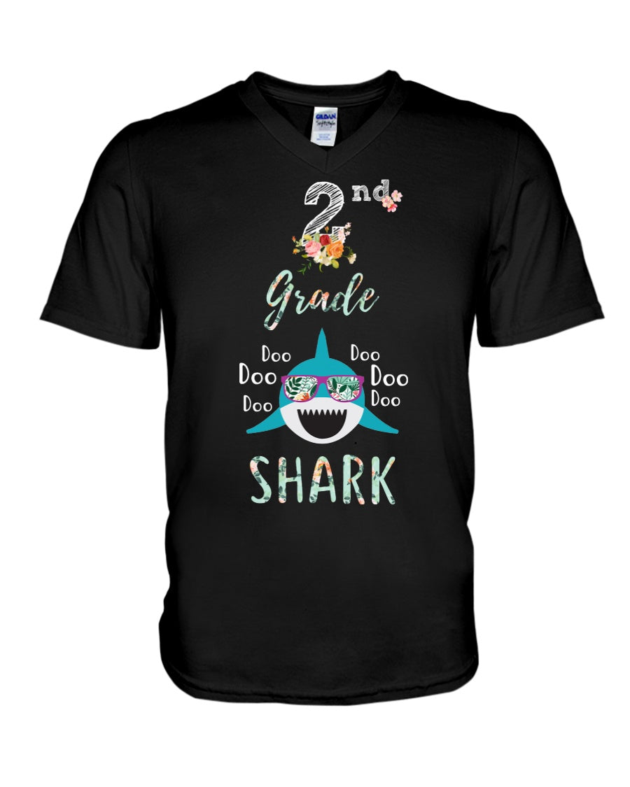 2Nd Grade Doo Doo Shark Anniversary Gift Guys V-Neck