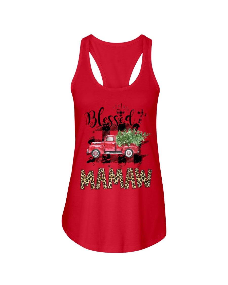 Blessed Mamaw Leopard Pattern Driving Car Custom Design Gifts Ladies Flowy Tank