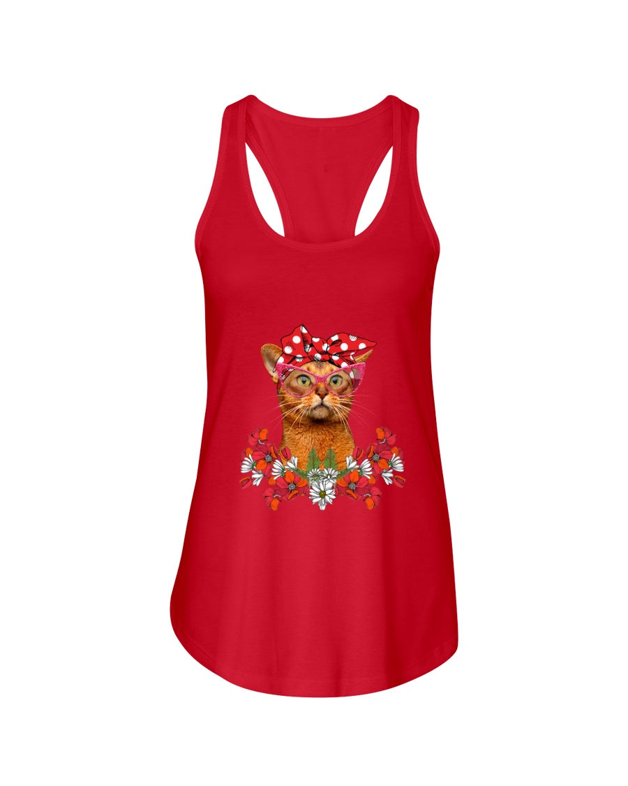 Abyssinian Bow Special Gift For Cat Lovers Ladies Flowy Tank
