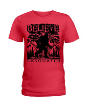 Load image into Gallery viewer, Bigfoot Believe Sasquatch Custom Design For Friends Ladies Tee
