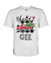 Load image into Gallery viewer, Blessed Gee Black And White Plaid Driving Car Custom Design Gifts Guys V-Neck
