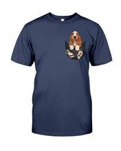 Load image into Gallery viewer, Basset Hound In Middle Pocket For Dog Lovers Guys Tee
