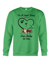 Load image into Gallery viewer, A Simple Woman Loves Dog Hockey And Wine Custom Design Sweatshirt
