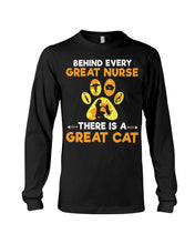 Load image into Gallery viewer, Behind Every Great Nurse There Is A Great Cat Custom Design Unisex Long Sleeve
