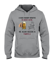 Load image into Gallery viewer, Cannot Live On Beer Alone We Also Needs A Turtle Custom Design Hoodie
