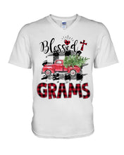 Load image into Gallery viewer, Blessed Grams Red Plaid Driving Car Custom Design Gifts Guys V-Neck
