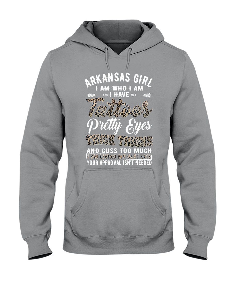 Arkansas Girl Have Tattoos Pretty Eyes Gifts For Arkansas Girls Hoodie