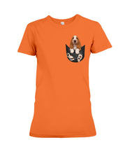 Load image into Gallery viewer, Basset Hound In Middle Pocket For Dog Lovers Ladies Tee
