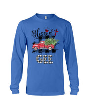 Load image into Gallery viewer, Blessed Gee Black And White Plaid Driving Car Custom Design Gifts Unisex Long Sleeve
