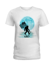 Load image into Gallery viewer, Bigfoot  Moon American Flag Custom Design For Bigfoot Lovers Ladies Tee
