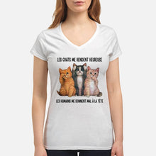 Load image into Gallery viewer, Cat Make Me Happy Gift For Cat Lovers Ladies V-Neck
