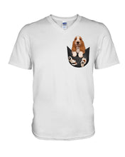 Load image into Gallery viewer, Basset Hound In Middle Pocket For Dog Lovers Guys V-Neck

