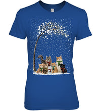 Load image into Gallery viewer, Cats Winter Tree Snowy Gifts Idea Ladies Tee
