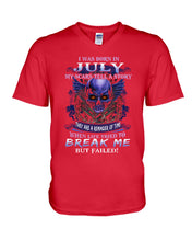 Load image into Gallery viewer, Born In July My Scars Tell A Story Guys V-Neck
