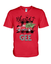 Load image into Gallery viewer, Blessed Gee Black And White Plaid Driving Car Custom Design Gifts Guys V-Neck
