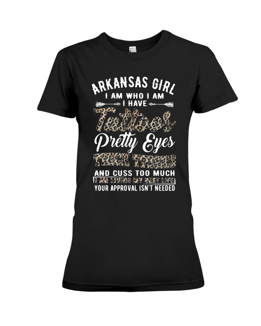 Arkansas Girl Have Tattoos Pretty Eyes Gifts For Arkansas Girls Ladies Tee