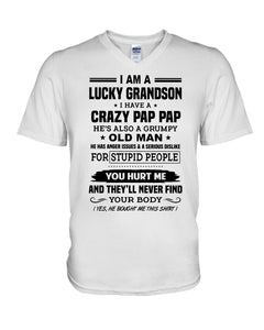 A Lucky Grandson Has A Crazy Pap Pap Guys V-Neck